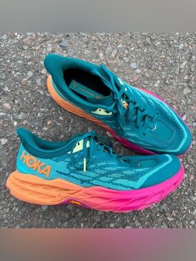 Hoka One One Speedgoat 5 Trail Running Shoes Men’s 8.5D Wide Blue Walk Hiking